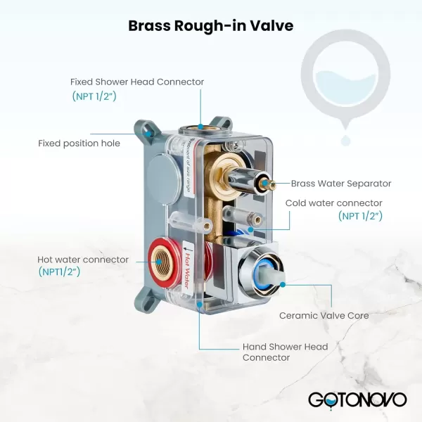 imagegotonovo Bathroom Rain Shower Combo Set Ceiling Mount with Handheld Spray High Pressure Luxury Shower Mixer Faucet with Roughin Valve Shower Trim 2 Function 10 inch Shower Head Brushed GoldPolished Chrome