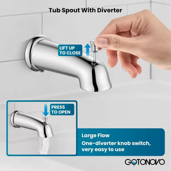 imagegotonovo Bathroom Shower Head Kit High Pressure Combo System Shower Faucet 6 Modes ABS Handheld Spray Shower Trim Kit Valve Included Shower Head and Handle Set Matte BlackPolished Chrome