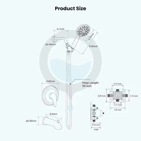 imagegotonovo Bathroom Shower Head Kit High Pressure Combo System Shower Faucet 6 Modes ABS Handheld Spray Shower Trim Kit Valve Included Shower Head and Handle Set Matte Black