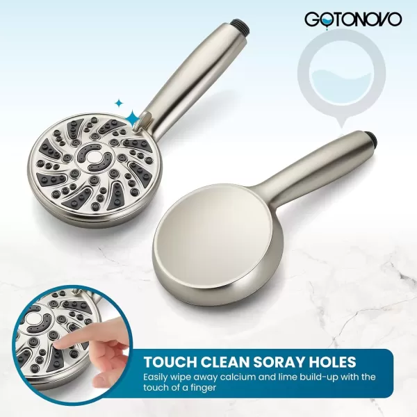imagegotonovo Bathroom Shower Head Kit High Pressure Combo System Shower Faucet 6 Modes ABS Handheld Spray Shower Trim Kit Valve Included Shower Head and Handle Set Matte BlackBrushed Nickel