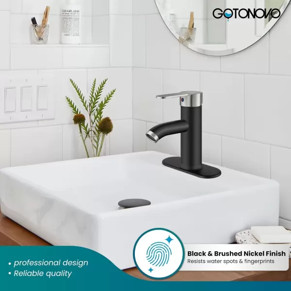 imagegotonovo Bathroom Vessel Sink Faucet Single Handle Matte Black Lavatory Vanity Mixer Tap Single Hole Morden Tall Bathroom FaucetBlackBrushed Nickel