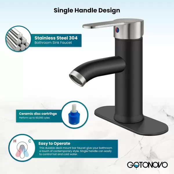 imagegotonovo Bathroom Vessel Sink Faucet Single Handle Matte Black Lavatory Vanity Mixer Tap Single Hole Morden Tall Bathroom FaucetBlackBrushed Nickel