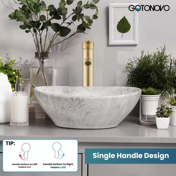 imagegotonovo Bathroom Vessel Sink Faucet Single Handle Matte Black Lavatory Vanity Mixer Tap Single Hole Morden Tall Bathroom FaucetBrushed Gold