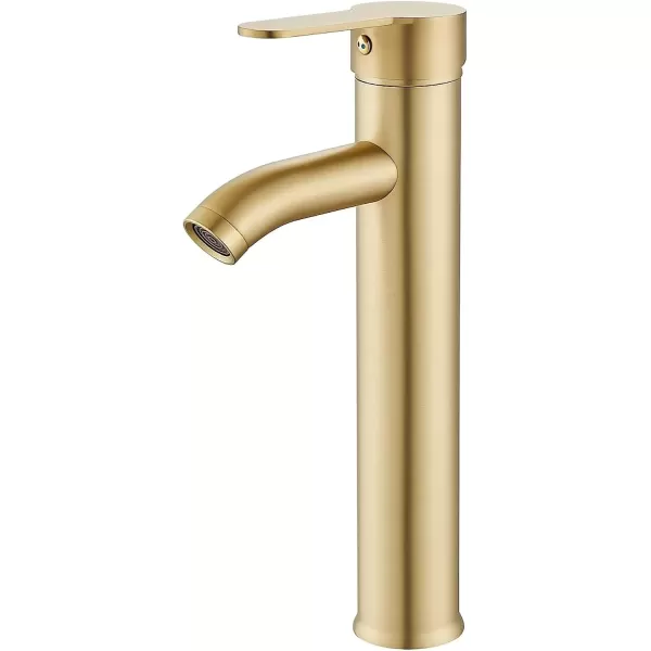 imagegotonovo Bathroom Vessel Sink Faucet Single Handle Matte Black Lavatory Vanity Mixer Tap Single Hole Morden Tall Bathroom FaucetBrushed Gold