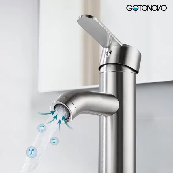 imagegotonovo Bathroom Vessel Sink Faucet Single Handle Matte Black Lavatory Vanity Mixer Tap Single Hole Morden Tall Bathroom FaucetBrushed Nickel