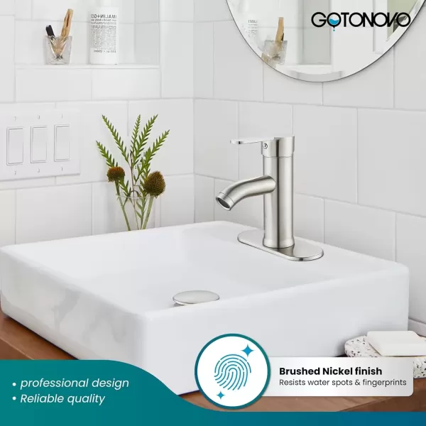 imagegotonovo Bathroom Vessel Sink Faucet Single Handle Matte Black Lavatory Vanity Mixer Tap Single Hole Morden Tall Bathroom FaucetBrushed Nickel