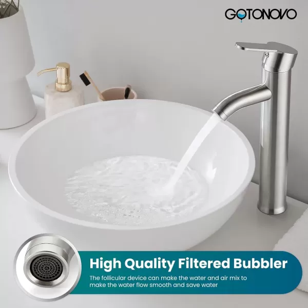 imagegotonovo Bathroom Vessel Sink Faucet Single Handle Matte Black Lavatory Vanity Mixer Tap Single Hole Morden Tall Bathroom FaucetBrushed Nickel