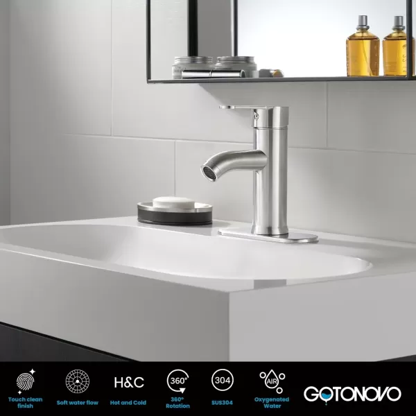 imagegotonovo Bathroom Vessel Sink Faucet Single Handle Matte Black Lavatory Vanity Mixer Tap Single Hole Morden Tall Bathroom FaucetBrushed Nickel