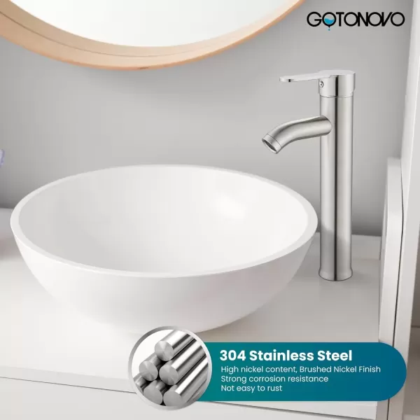 imagegotonovo Bathroom Vessel Sink Faucet Single Handle Matte Black Lavatory Vanity Mixer Tap Single Hole Morden Tall Bathroom FaucetBrushed Nickel