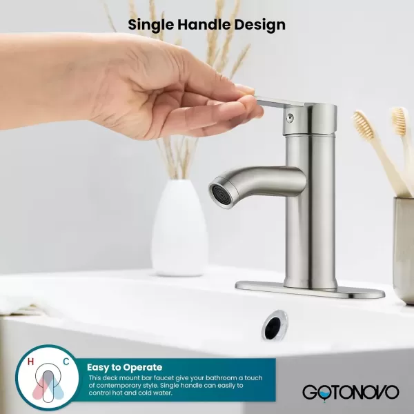 imagegotonovo Bathroom Vessel Sink Faucet Single Handle Matte Black Lavatory Vanity Mixer Tap Single Hole Morden Tall Bathroom FaucetBrushed Nickel