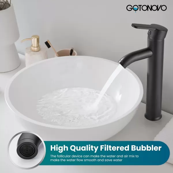 imagegotonovo Bathroom Vessel Sink Faucet Single Handle Matte Black Lavatory Vanity Mixer Tap Single Hole Morden Tall Bathroom FaucetMatte Black