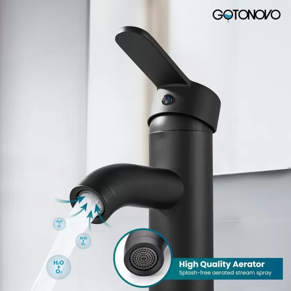 imagegotonovo Bathroom Vessel Sink Faucet Single Handle Matte Black Lavatory Vanity Mixer Tap Single Hole Morden Tall Bathroom FaucetMatte Black