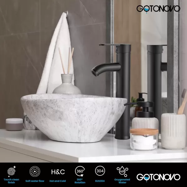 imagegotonovo Bathroom Vessel Sink Faucet Single Handle Matte Black Lavatory Vanity Mixer Tap Single Hole Morden Tall Bathroom FaucetMatte Black
