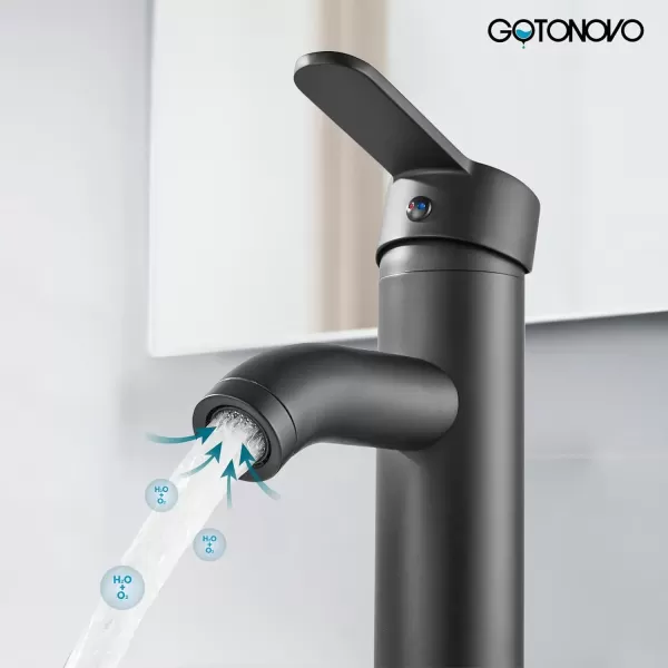 imagegotonovo Bathroom Vessel Sink Faucet Single Handle Matte Black Lavatory Vanity Mixer Tap Single Hole Morden Tall Bathroom FaucetMatte Black