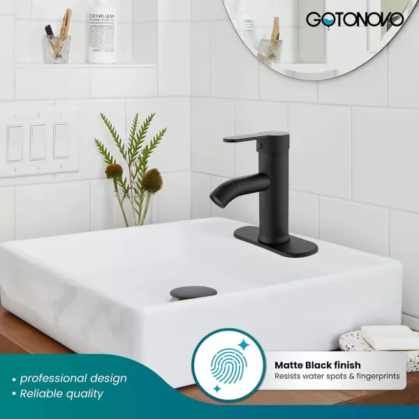imagegotonovo Bathroom Vessel Sink Faucet Single Handle Matte Black Lavatory Vanity Mixer Tap Single Hole Morden Tall Bathroom FaucetMatte Black