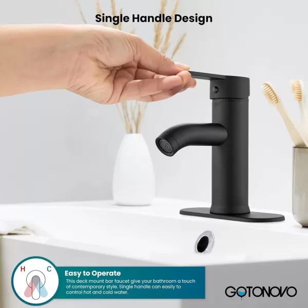 imagegotonovo Bathroom Vessel Sink Faucet Single Handle Matte Black Lavatory Vanity Mixer Tap Single Hole Morden Tall Bathroom FaucetMatte Black