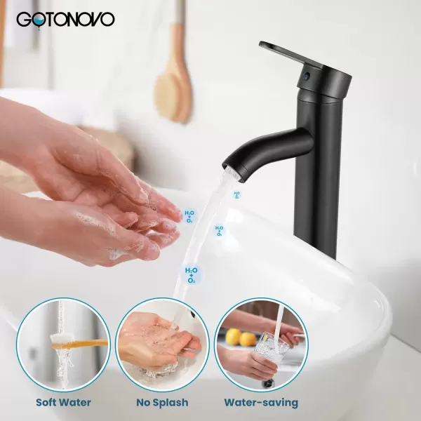 imagegotonovo Bathroom Vessel Sink Faucet Single Handle Matte Black Lavatory Vanity Mixer Tap Single Hole Morden Tall Bathroom FaucetOil Rubbed Bronze