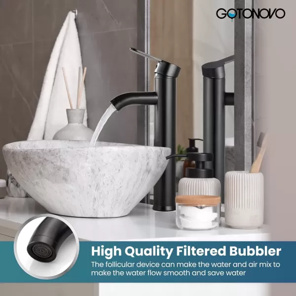 imagegotonovo Bathroom Vessel Sink Faucet Single Handle Matte Black Lavatory Vanity Mixer Tap Single Hole Morden Tall Bathroom FaucetOil Rubbed Bronze