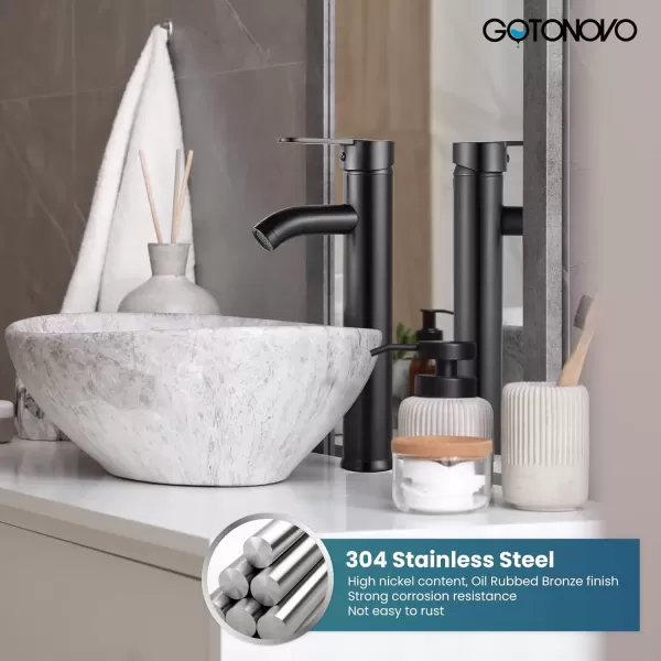 imagegotonovo Bathroom Vessel Sink Faucet Single Handle Matte Black Lavatory Vanity Mixer Tap Single Hole Morden Tall Bathroom FaucetOil Rubbed Bronze