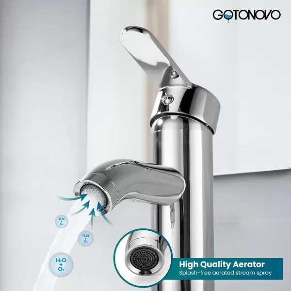 imagegotonovo Bathroom Vessel Sink Faucet Single Handle Matte Black Lavatory Vanity Mixer Tap Single Hole Morden Tall Bathroom FaucetPolish Chrome
