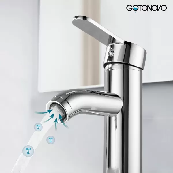 imagegotonovo Bathroom Vessel Sink Faucet Single Handle Matte Black Lavatory Vanity Mixer Tap Single Hole Morden Tall Bathroom FaucetPolish Chrome