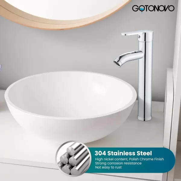 imagegotonovo Bathroom Vessel Sink Faucet Single Handle Matte Black Lavatory Vanity Mixer Tap Single Hole Morden Tall Bathroom FaucetPolish Chrome