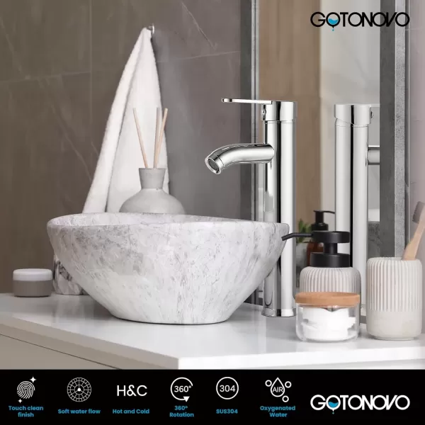 imagegotonovo Bathroom Vessel Sink Faucet Single Handle Matte Black Lavatory Vanity Mixer Tap Single Hole Morden Tall Bathroom FaucetPolish Chrome