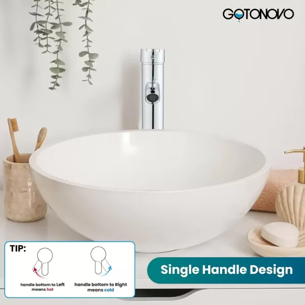 imagegotonovo Bathroom Vessel Sink Faucet Single Handle Matte Black Lavatory Vanity Mixer Tap Single Hole Morden Tall Bathroom FaucetPolish Chrome