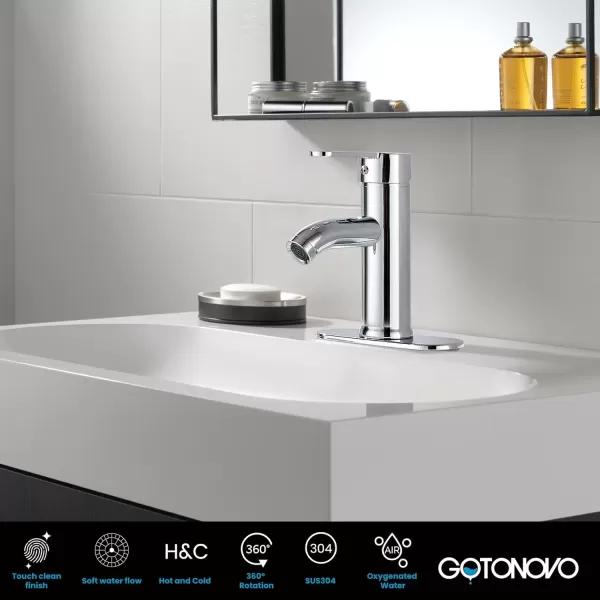 imagegotonovo Bathroom Vessel Sink Faucet Single Handle Matte Black Lavatory Vanity Mixer Tap Single Hole Morden Tall Bathroom FaucetPolish Chrome