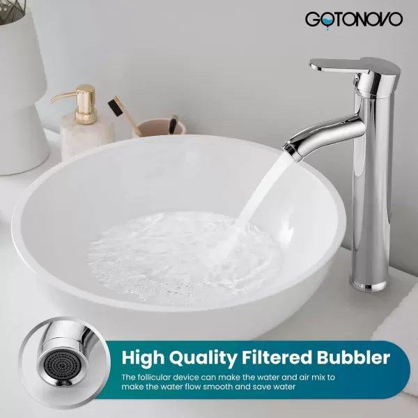 imagegotonovo Bathroom Vessel Sink Faucet Single Handle Matte Black Lavatory Vanity Mixer Tap Single Hole Morden Tall Bathroom FaucetPolish Chrome