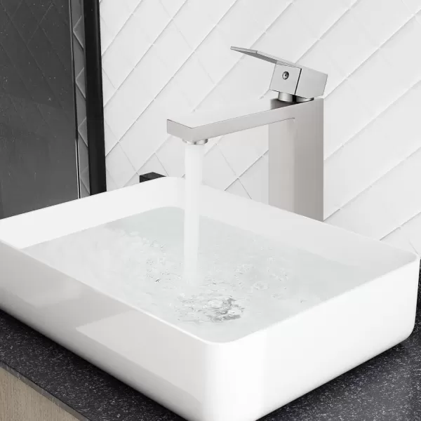 imagegotonovo Bathroom Vessel Sink Faucet for Sink 1 Hole Tall Bowl Basin Deck Mount Brushed Gold Stainless Steel 304 Single Hole One Handle Spout Mixer with Pop Up DrainBrushed Nickel