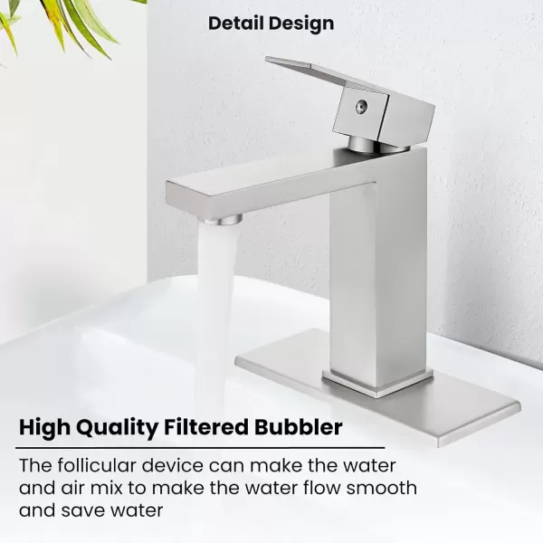 imagegotonovo Bathroom Vessel Sink Faucet for Sink 1 Hole Tall Bowl Basin Deck Mount Brushed Gold Stainless Steel 304 Single Hole One Handle Spout Mixer with Pop Up DrainBrushed Nickel