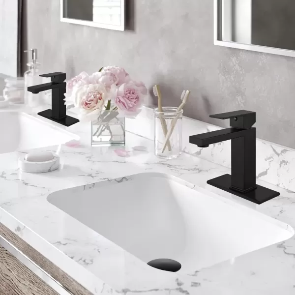 imagegotonovo Bathroom Vessel Sink Faucet for Sink 1 Hole Tall Bowl Basin Deck Mount Brushed Gold Stainless Steel 304 Single Hole One Handle Spout Mixer with Pop Up DrainMatte Black