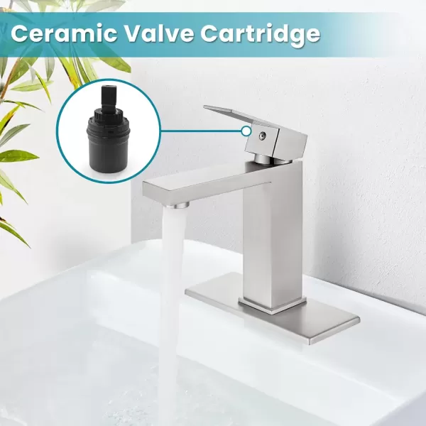 imagegotonovo Bathroom Vessel Sink Faucet for Sink 1 Hole Tall Bowl Basin Deck Mount Brushed Gold Stainless Steel 304 Single Hole One Handle Spout Mixer with Pop Up DrainBrushed Nickel