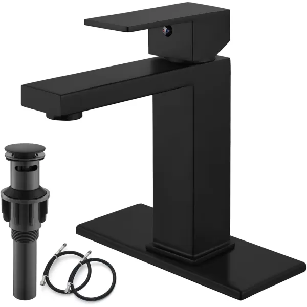 imagegotonovo Bathroom Vessel Sink Faucet for Sink 1 Hole Tall Bowl Basin Deck Mount Brushed Gold Stainless Steel 304 Single Hole One Handle Spout Mixer with Pop Up DrainMatte Black