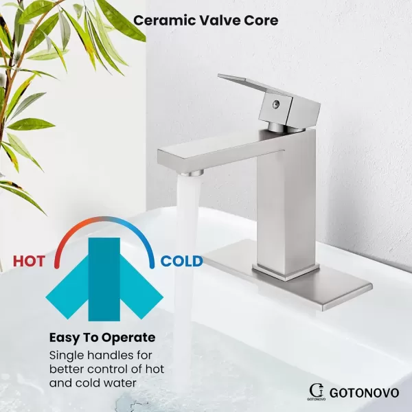 imagegotonovo Bathroom Vessel Sink Faucet for Sink 1 Hole Tall Bowl Basin Deck Mount Brushed Gold Stainless Steel 304 Single Hole One Handle Spout Mixer with Pop Up DrainBrushed Nickel