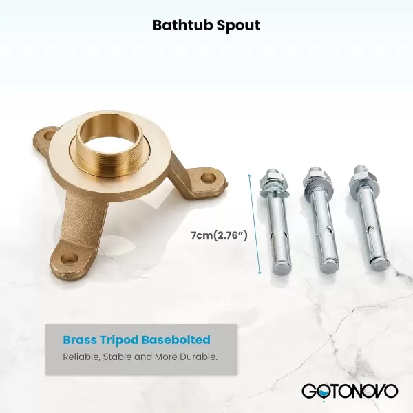 imagegotonovo Chrome Freestanding Bathtub Faucet Tub Filler with Hand Held Shower FloorMount Polished Chrome High Flow Brass Bathtub Faucet with Hand SprayerChrome