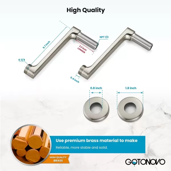 imagegotonovo Clawfoot Bathtub Faucet Oil Rubbed Bronze Wall Mount 18174 Adjustable Center Double Level Handle Shower Faucet System Telephone Shape Sprayer with Lengthen Adapter Adjustable Swing ArmsBrushed Nickel
