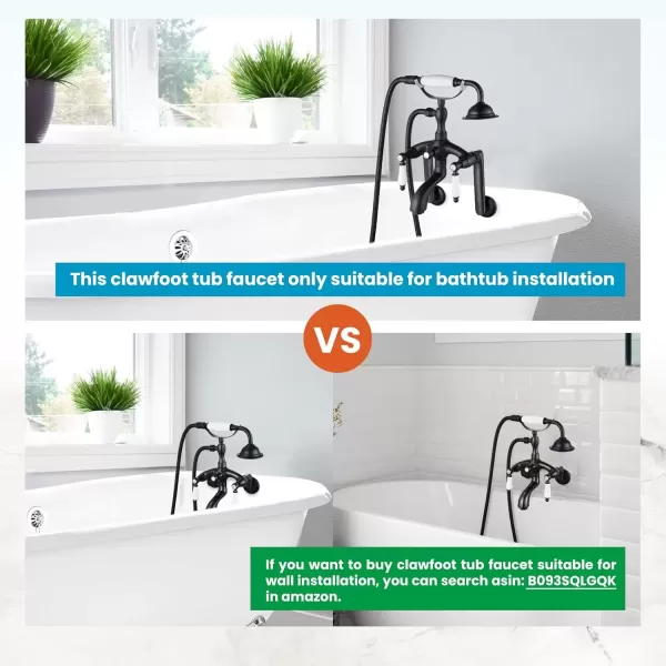 imagegotonovo Clawfoot Bathtub Faucet Oil Rubbed Bronze Wall Mount 18174 Adjustable Center Double Level Handle Shower Faucet System Telephone Shape Sprayer with Lengthen Adapter Adjustable Swing ArmsOil Rubbed Bronze
