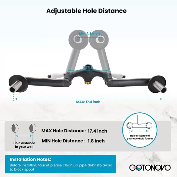 imagegotonovo Clawfoot Bathtub Faucet Oil Rubbed Bronze Wall Mount 18174 Adjustable Center Double Level Handle Shower Faucet System Telephone Shape Sprayer with Lengthen Adapter Adjustable Swing ArmsOil Rubbed Bronze