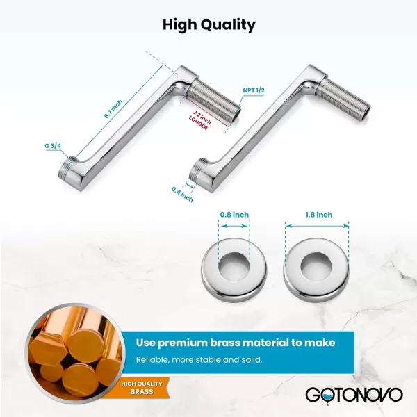 imagegotonovo Clawfoot Bathtub Faucet Oil Rubbed Bronze Wall Mount 18174 Adjustable Center Double Level Handle Shower Faucet System Telephone Shape Sprayer with Lengthen Adapter Adjustable Swing ArmsPolish Chrome