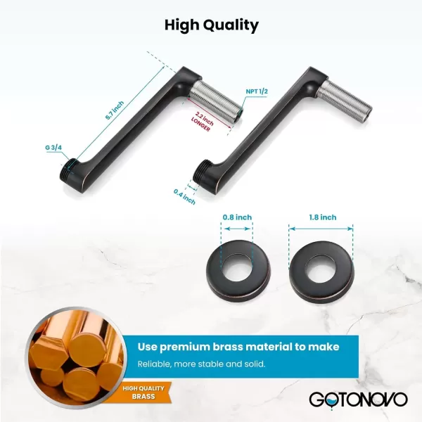 imagegotonovo Clawfoot Bathtub Faucet Oil Rubbed Bronze Wall Mount 18174 Adjustable Center Double Level Handle Shower Faucet System Telephone Shape Sprayer with Lengthen Adapter Adjustable Swing ArmsOil Rubbed Bronze