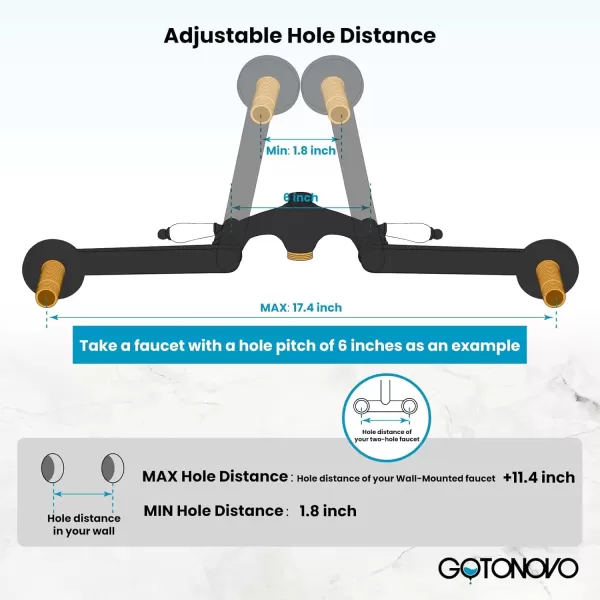 imagegotonovo Clawfoot Bathtub Faucet Oil Rubbed Bronze Wall Mount 18174 Adjustable Center Double Level Handle Shower Faucet System Telephone Shape Sprayer with Lengthen Adapter Adjustable Swing ArmsMatte Black