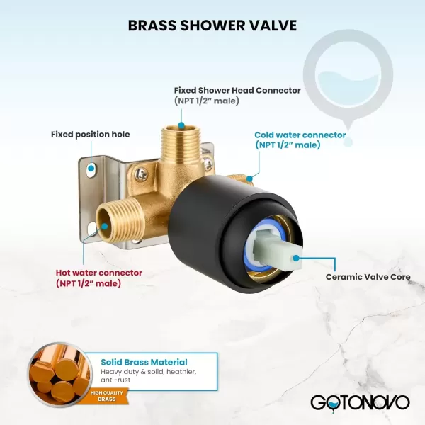 imagegotonovo Dual 2 in 1 Shower Head Kit High Pressure Combo System Shower Faucet 6 Modes ABS Handheld Spray Shower Trim Kit with Valve Shower Head and Handle Set Oil Rubbed BronzeMatte Black