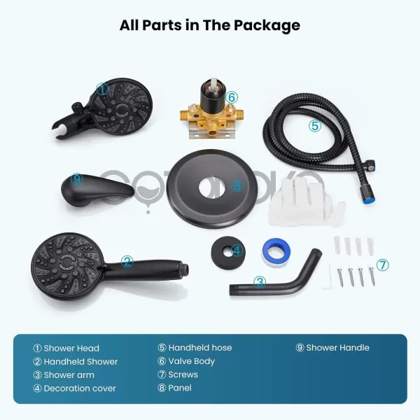 imagegotonovo Dual 2 in 1 Shower Head Kit High Pressure Combo System Shower Faucet 6 Modes ABS Handheld Spray Shower Trim Kit with Valve Shower Head and Handle Set Oil Rubbed BronzeOil Rubbed Bronze