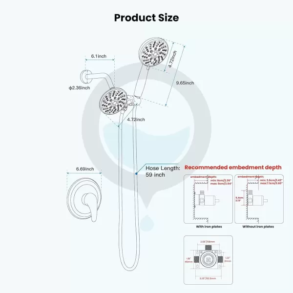 imagegotonovo Dual 2 in 1 Shower Head Kit High Pressure Combo System Shower Faucet 6 Modes ABS Handheld Spray Shower Trim Kit with Valve Shower Head and Handle Set Oil Rubbed BronzePolished Chrome