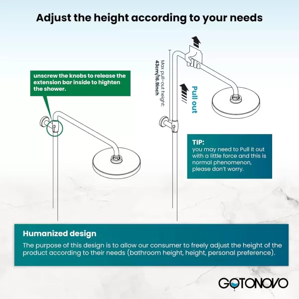 imagegotonovo Exposed Bathroom Shower Faucet Set Shower Fixture 8 Inch Rainfall Shower Head Handheld Shower Cross Handle Wall Mount 2 Functions Polished GoldPolished Chrome