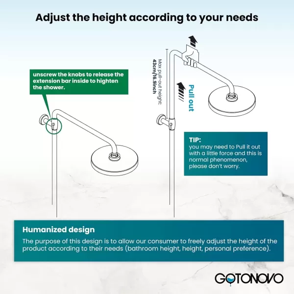 imagegotonovo Exposed Bathroom Shower Faucet Set Shower Fixture 8 Inch Rainfall Shower Head Handheld Shower Cross Handle Wall Mount 2 Functions Polished GoldBrushed Nickel