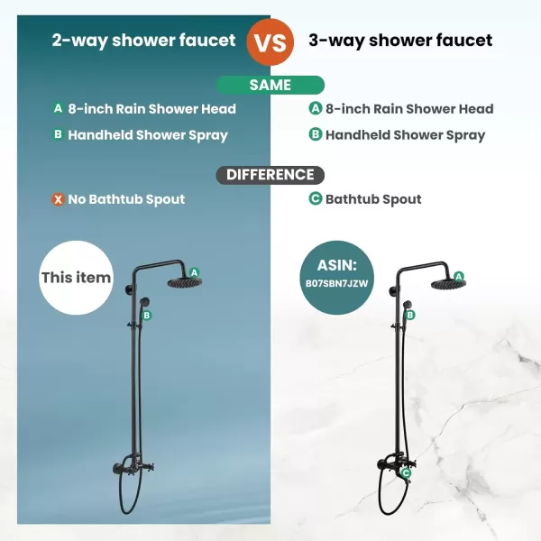 imagegotonovo Exposed Bathroom Shower Faucet Set Shower Fixture 8 Inch Rainfall Shower Head Handheld Shower Cross Handle Wall Mount 2 Functions Polished GoldOil Rubbed Bronze