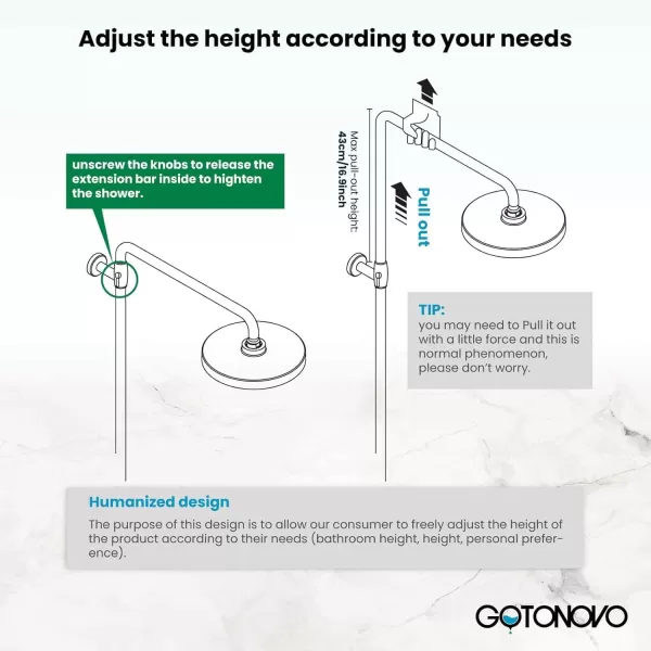 imagegotonovo Exposed Shower Faucet System 8 Inch Rainfall Shower Head with 8 Function ABS Handheld and Double Cross Handle Wall Mounted Bathroom Luxury Mixer Shower Polished Chrome Horizontal Faucet BodyBrushed Nickel